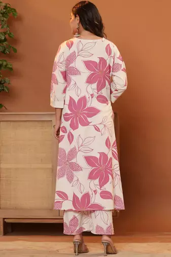 Women Floral Printed Regular Pure Cotton Kurta with Palazzos