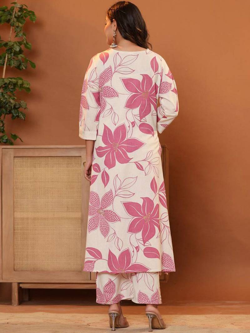 Women Floral Printed Regular Pure Cotton Kurta with Palazzos