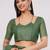 Green pure linen printed saree with blouse