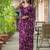 Purple chiffon printed saree with blouse