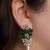 Silver plated green stones drop earrings