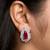 Silver plated ruby red stone stud earrings