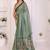 Sea green linen printed saree with blouse