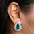 Silver plated green stone stud earrings