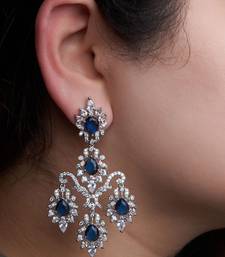 Silver plated blue chandelier earrings