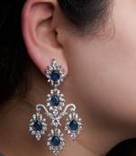 Silver plated blue chandelier earrings