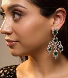 Silver plated green chandelier earrings