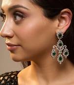 Silver plated green chandelier earrings