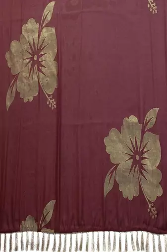 Maroon pure georgette printed saree with blouse