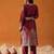 Maroon Floral Woven Design Straight Kurta with Trousers