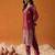 Maroon Floral Woven Design Straight Kurta with Trousers