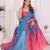Multicolor linen printed saree with blouse