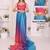 Multicolor linen printed saree with blouse