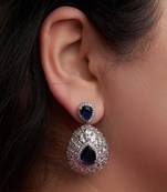 Silver plated navy blue teardrop earrings