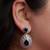 Silver plated navy blue teardrop earrings