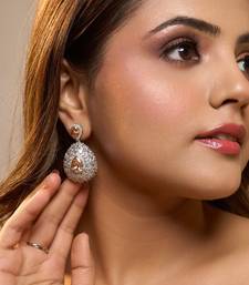 Silver plated apricot orange teardrop earrings