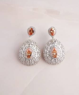 Silver plated apricot orange teardrop earrings 3