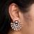 Gold plated black fan enamel earrings