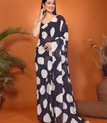 Black pure georgette printed saree with blouse