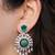 Silver plated green stone chandelier earrings