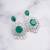 Silver plated green stone chandelier earrings