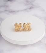 Golden interwoven knot stud earrings