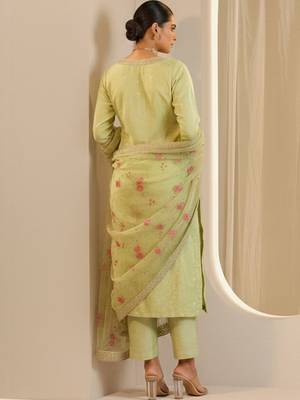 Women Ethnic Motifs Regular Sequinned Kurta with Trousers & With Dupatta 3