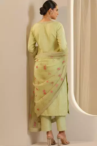 Women Ethnic Motifs Regular Sequinned Kurta with Trousers & With Dupatta