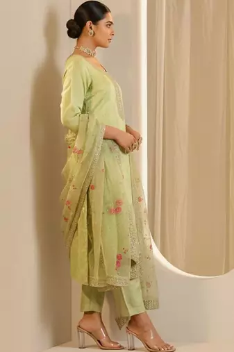 Women Ethnic Motifs Regular Sequinned Kurta with Trousers & With Dupatta