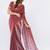 Maroon linen printed saree with blouse