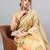 Beige tussar printed saree with blouse