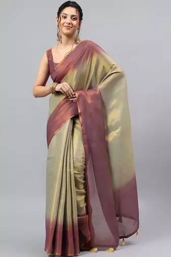 Multicolor tussar dyed saree with blouse