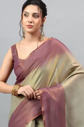 Multicolor tussar dyed saree with blouse
