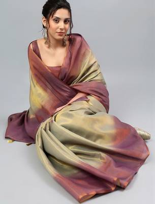 Multicolor tussar dyed saree with blouse 4