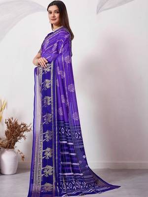 Purple pure georgette woven design saree with blouse 2