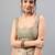 Beige tissue printed saree with blouse