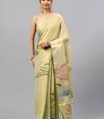 Lime tissue printed saree with blouse