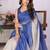 Blue linen striped saree with blouse