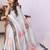 Off white linen printed saree with blouse