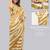 Beige linen printed saree with blouse