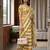 Beige linen printed saree with blouse