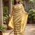 Beige linen printed saree with blouse