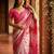 Peach linen printed saree with blouse