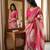Peach linen printed saree with blouse