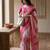 Peach linen printed saree with blouse