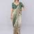 Off white polyester printed saree with blouse