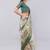 Off white polyester printed saree with blouse