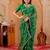 Green chiffon printed saree with blouse
