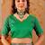 Green chiffon printed saree with blouse