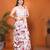 White linen printed saree with blouse